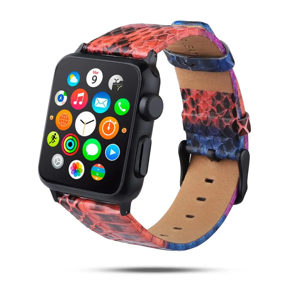 Кожаный ремешок ручной работы из натуральной змеиной кожи для Apple Watch 38 мм 40 мм 42 мм 44 мм кожаный браслет для iWatch ремешок серии 1 2 3 4