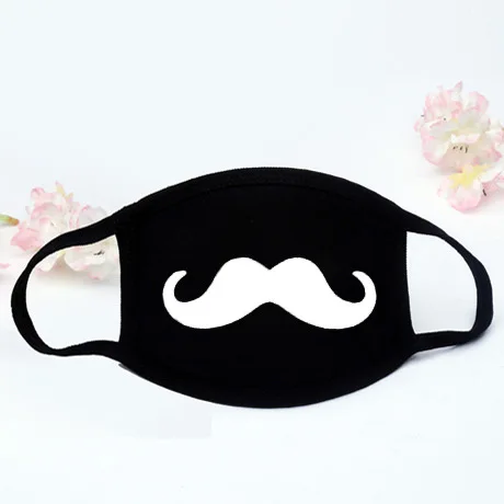 HZ Fashion Unisex Cartoon Pattern Black Cotton Face Mask Cute 3D Print Half Face Mouth Muffle Masks Outdoor Cycling Mask A12D15 - Цвет: HZ