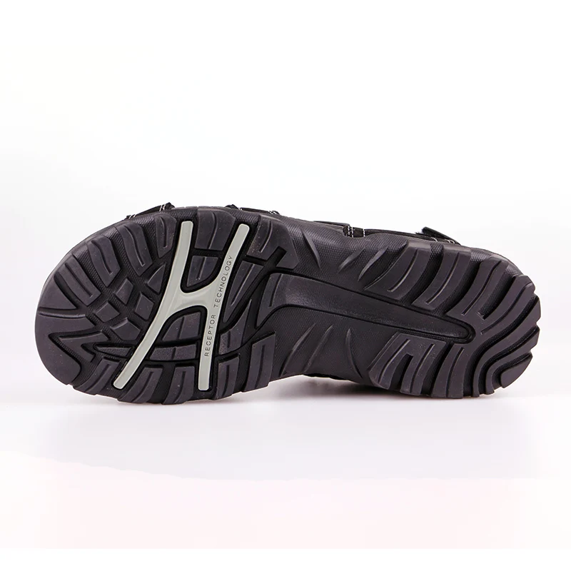 NAVIGO Men Leather Sandals Rubber Sole Summer Casual Shoes Sandal Mens Plus Size 12 Black Color | Обувь