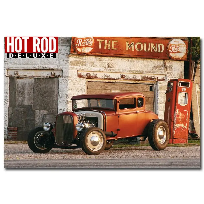 Плакат из шелковой ткани NICOLESHENTING Hot Rod для украшения гостиной 12x18 24x36 дюймов 003|car