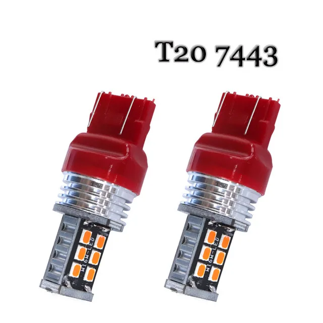 

10X T20 7443 15 SMD 2835 LED 250MA no error W21/5W Car Auto tail reserve light Brake Light Bulb lamp White Red Blue Yellow DC12V