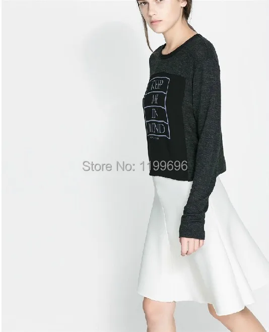 New arrival casual women's dark gray black colorant match keep me in mind letter print long sleeve basic shirt female t shirts|match bar|matches