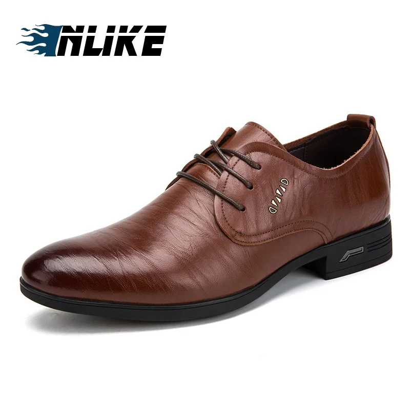 INLIKE Men Pointed Toe Genuine Leather Shoes Wedding Oxfords Dress Formal |