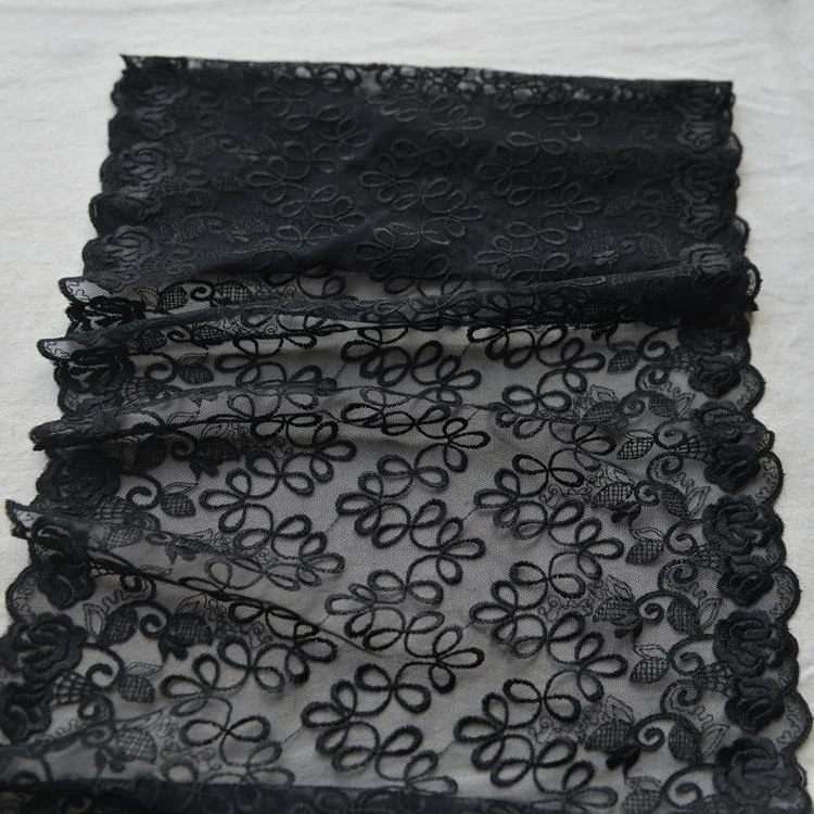 1M/lot Width 34cm exquisite black skin color embroidery mesh lace widened skirt swing baby clothes accessories SC230 | Дом и сад