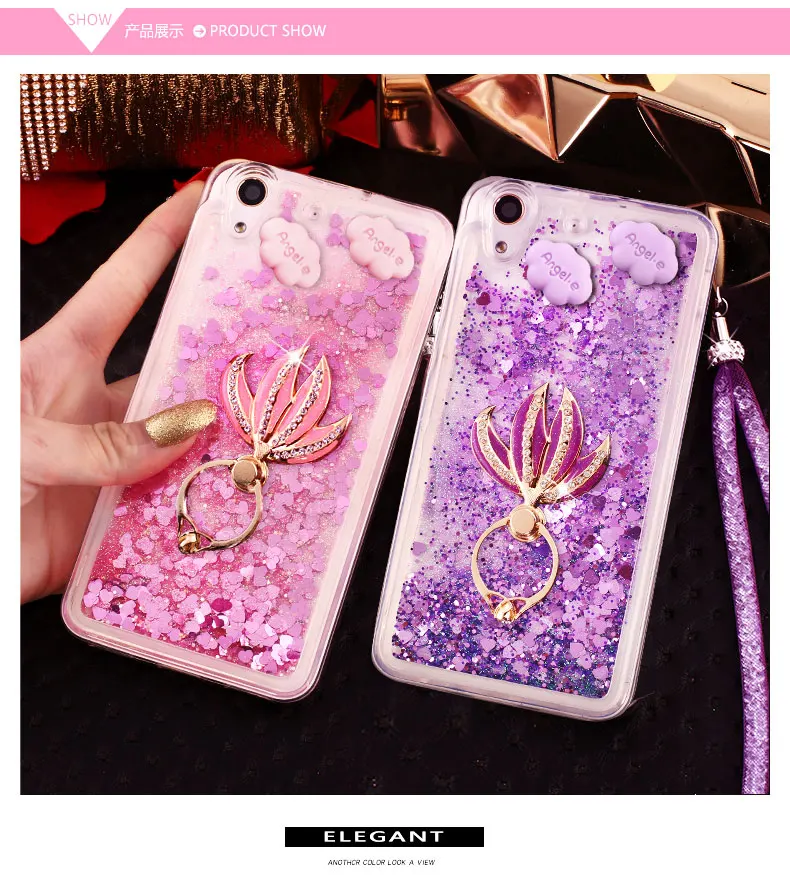 For Huawei Nova 3&amp 3i Case Silicone Liquid Glitter Soft TPU with Flower Finger Ring&ampHang Strap case P Smart Plus |