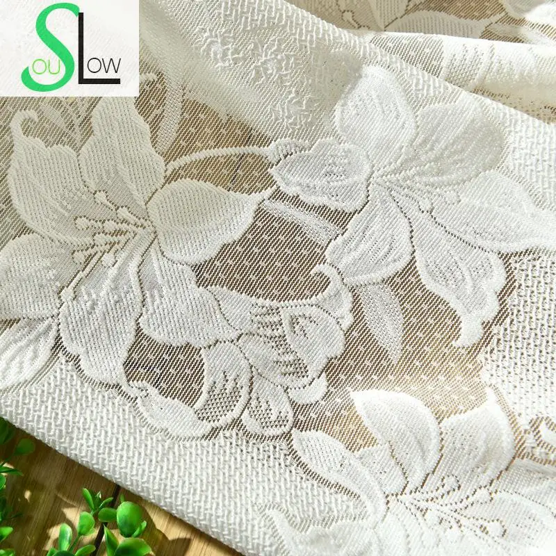 

Slow Soul Jade White Beige Black Coffee Modern Pastoral Floral Curtains Tulle For Living Room Kitchen Bedroom Luxury Jacquard