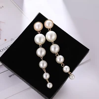 new design korean love heart cross wave pearl drop earrings simulated pearl long dangle earrings for women jewelry wedding gift