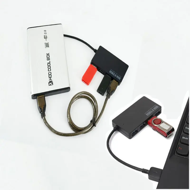 4 портовый USB3.0 концентратор 5 Гбит/с Портативный компактный USB разветвитель