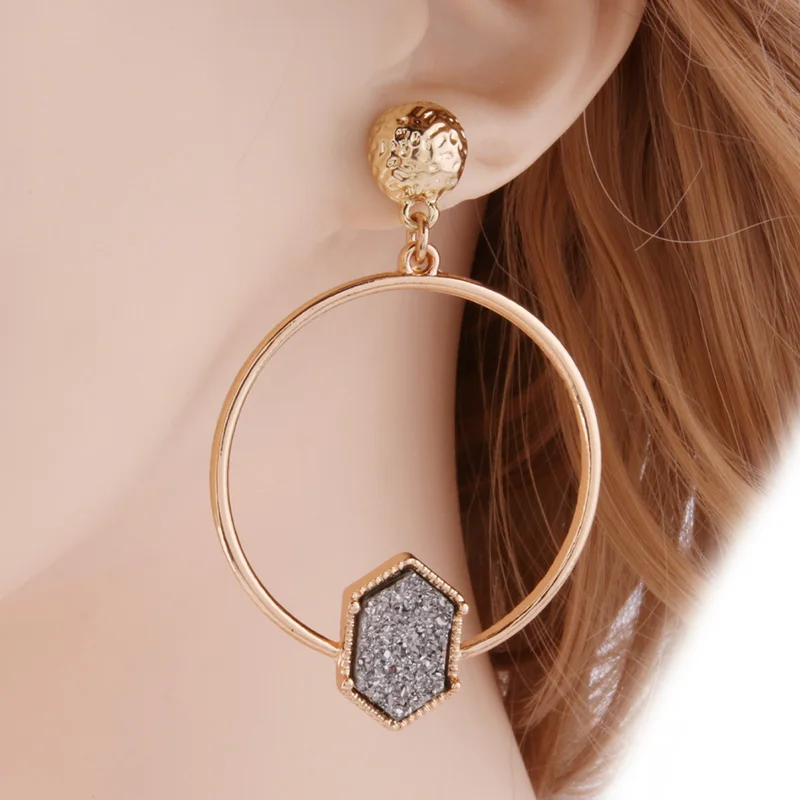 NeeFu WoFu серьги из натуральной кожи с кристаллами тигра большие круглые