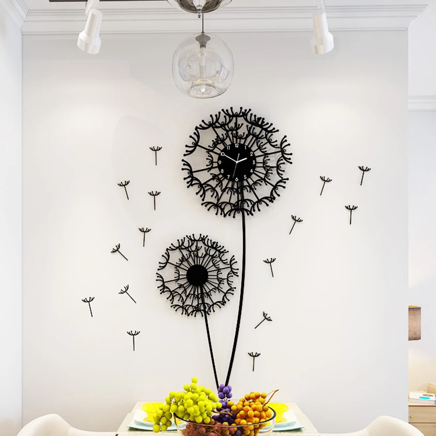 

3d Wall Clock Sticker Dandelion Flower Watch Home Decor Diy Living Room Saat Clocks Duvar Saati Home Decoration Accessories 5K52