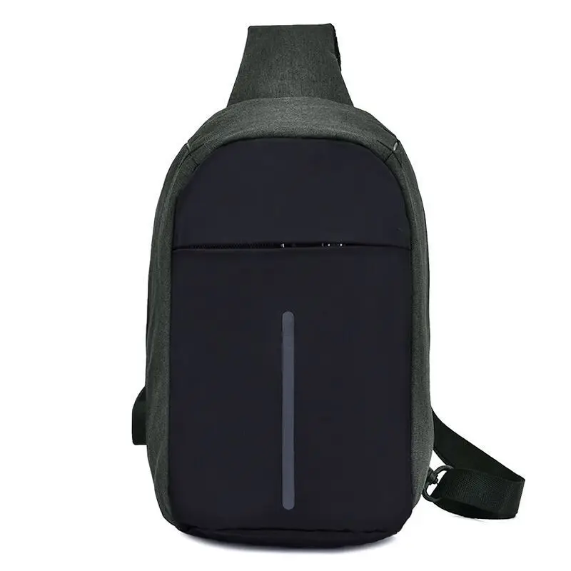 Men Leisure Usb Chest Bags Travel Women Handbags Sling Bags Small Bag Over Shoulder Female Crossbody Handbag Purse - Цвет: version black-green