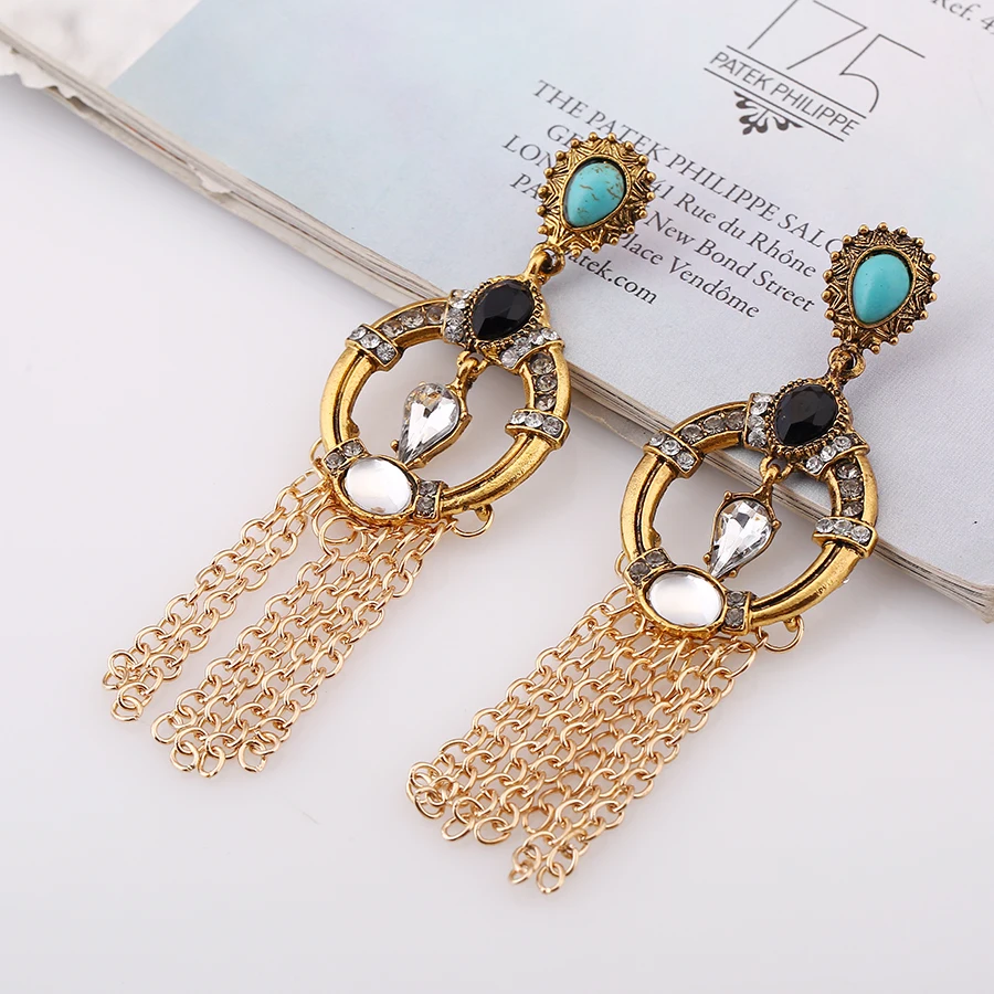 Женские винтажные серьги-гвоздики с кисточками в этническом стиле | Украшения и