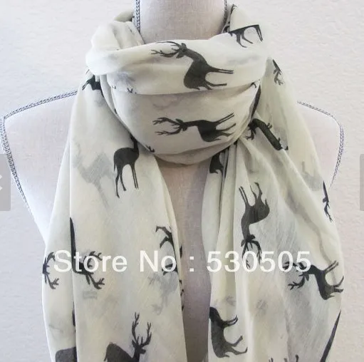 

Deer Scarf Ivory and Black Deer Large Fashion Scarf