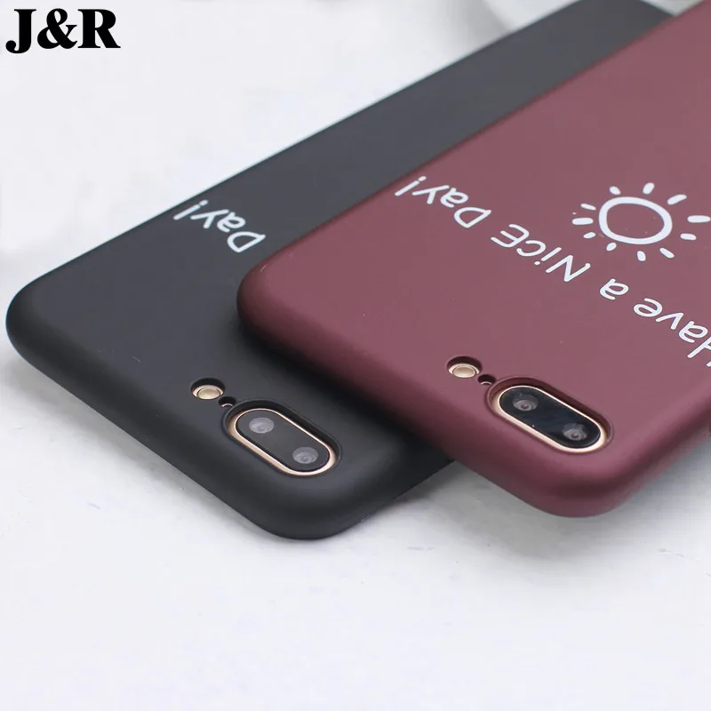 J&ampR For iPhone 6 6S Case Cartoon &quotHave a Nice Day&quot Letter Phone Cases 6s 7 8 Plus Fashion Hard PC Back Cover Coque |