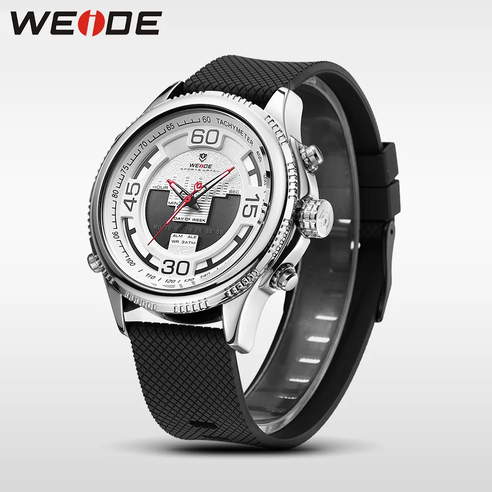 WEIDE роскошные оригинальные спортивные мужские часы Силиконовые кварцевые