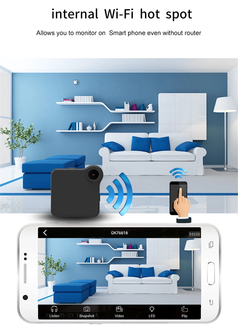 Видеокамера мини-камера 140 широкоугольный HD 720 P Wifi датчик движения голоса камера тела носимая экшн-камера обнаружения движения