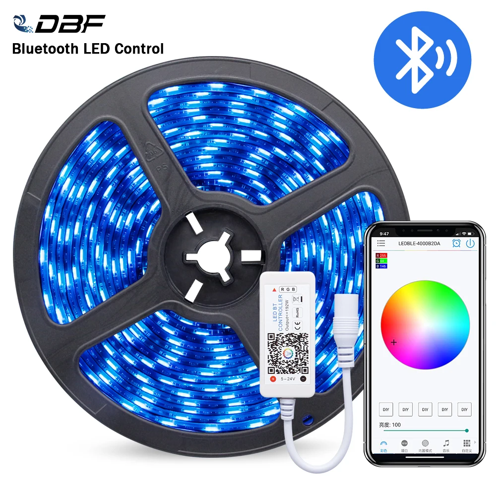 

[DBF] Водонепроницаемый 5 м/рулон 300 светодиодный s 5050 черный PCB RGB светодиодный светильник с контроллером Bluetooth 4,0 RGB и адаптером питания DC12V 3A