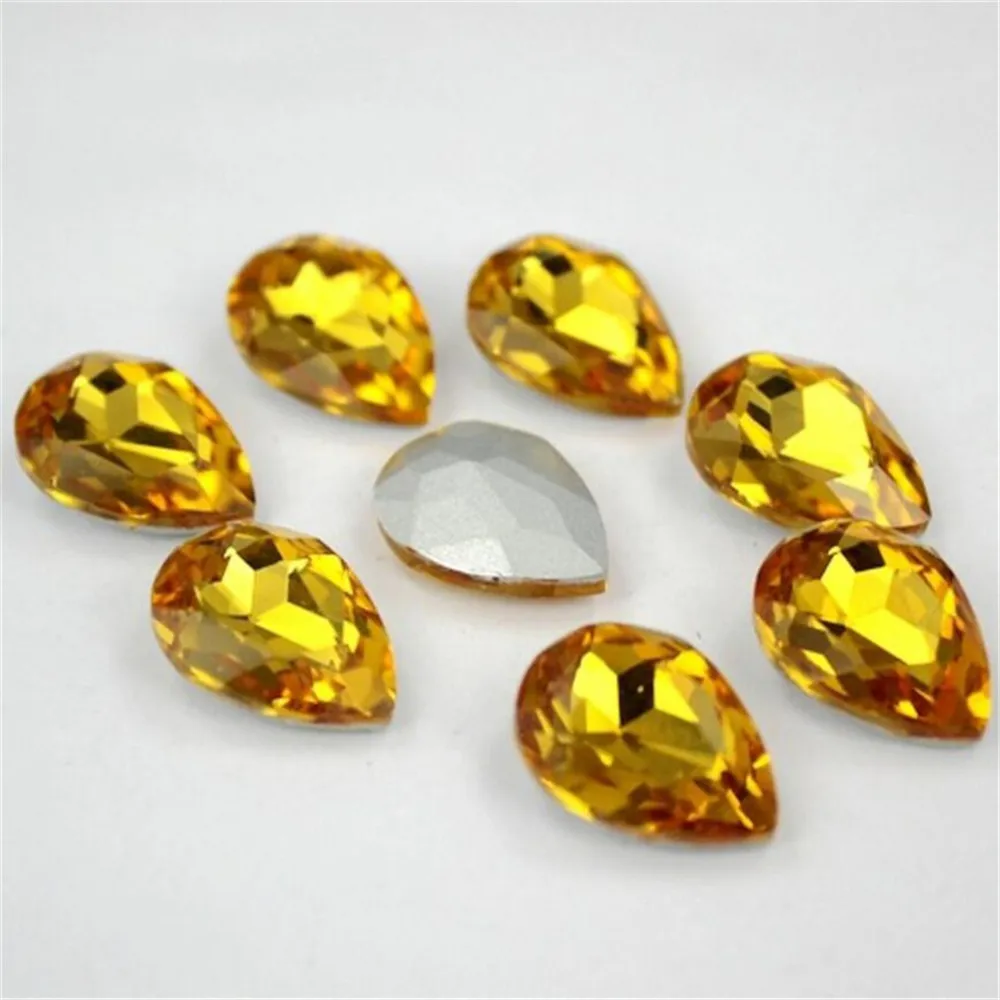 Свободные острые Кристаллы Стразы с топазом желтого цвета в форме кристаллов для