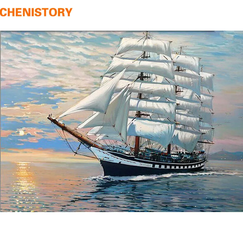 Картина маслом CHENISTORY Sailing сделай сам цифровая Раскраска по номерам набор для