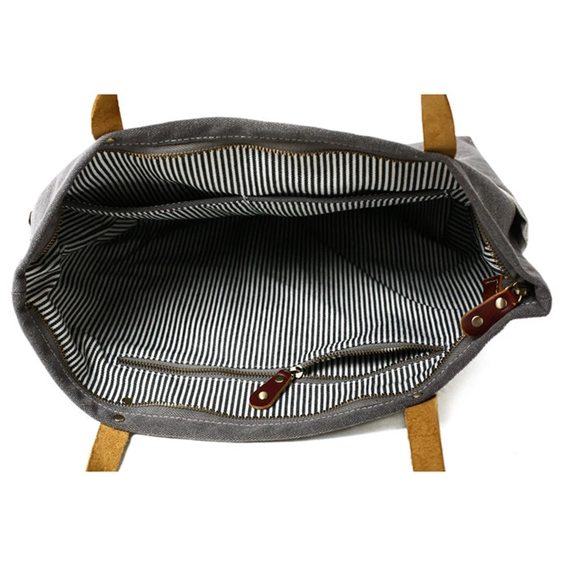 ROCKCOW холст с кожаной сумкой тоут Вощеная Холщовая Сумка через плечо Большая