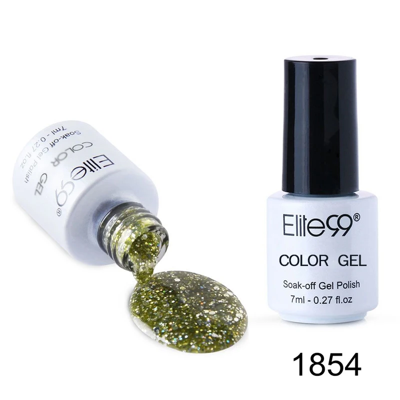 G1854 Glitter Gold Elite99 7 мл УФ чистый цвет серия Гель-лак для Ногтей Стойкий Гель-лак для ногтей Vernis полуперманентный гель-праймер для ногтей Лаки - Цвет: G1854 Glitter Gold