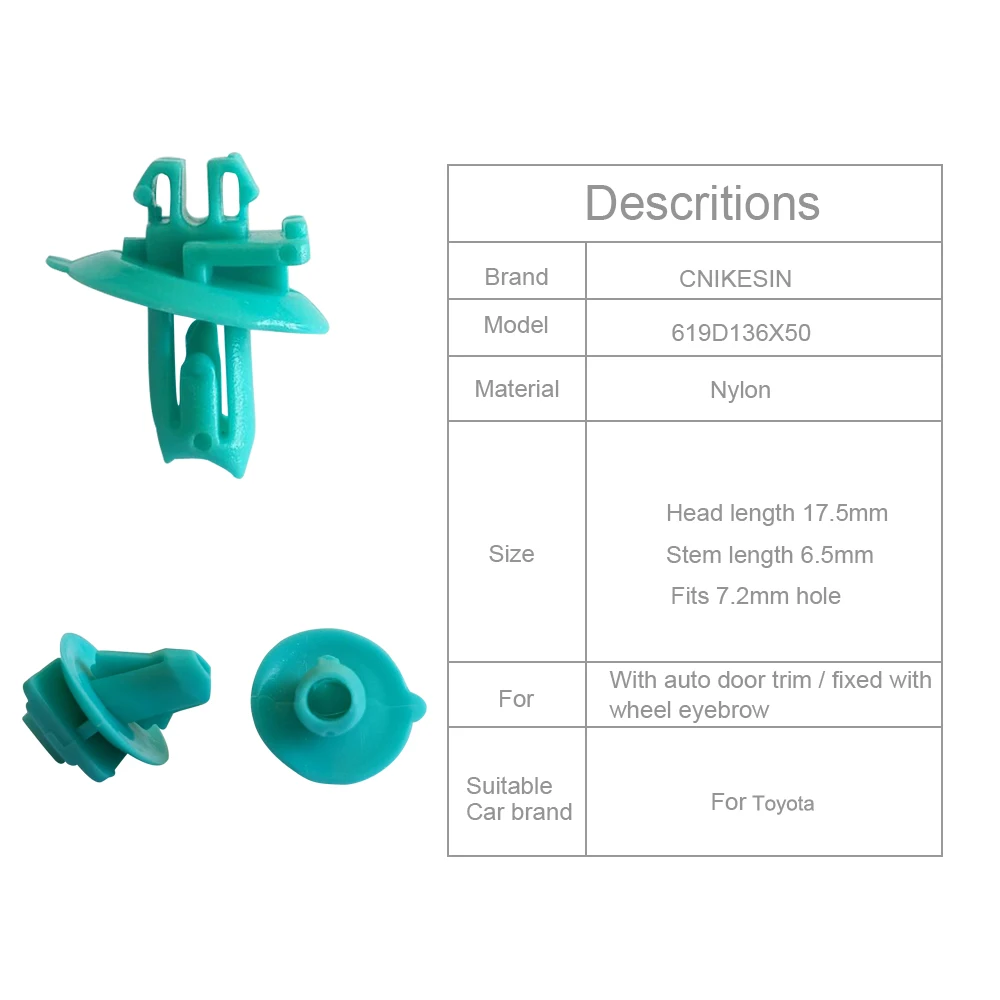 CNIKESIN 50 PCS D136 8 мм отверстие автомобиль нейлоновые зажимы крепления щит