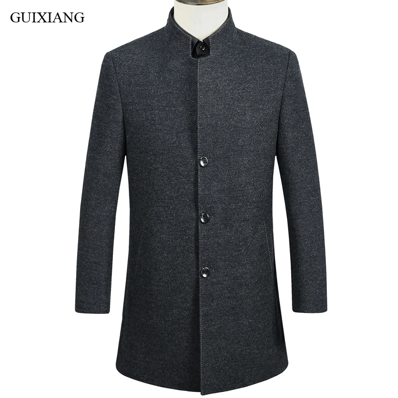 

2018 New Winter Style Men Boutique Leisure Woolen Overcoat Business Casual Solid Slim Men's Stand Collar Woolen Blazer M-3XL
