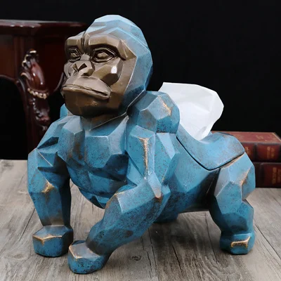 Синий Креативный держатель для ткани Gorilla с геометрическим орнаментом, Кассетный держатель для бумаги Orangutan, поднос для накачки, украшение для гостиной, лучший подарок - Цвет: Синий
