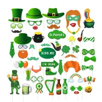 55pcs ireland st patricks day photobooth props party decorations green top hat shamrocks ms mr diy photo props party supplies