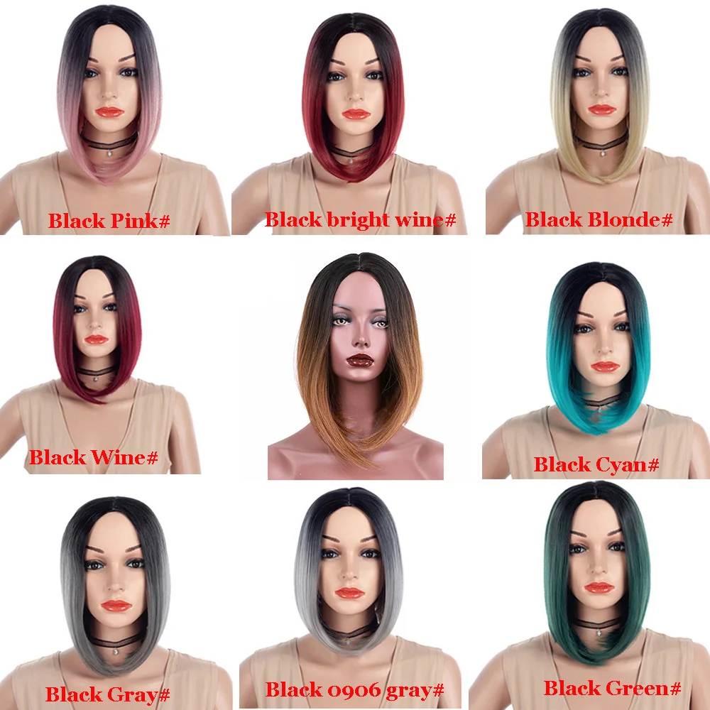 MSI Wigs два тона блонд Омбре парик натуральный афро короткие прямые волосы синтетические парики для женщин термостойкие