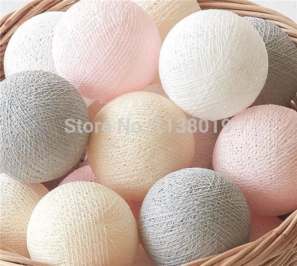 Гирлянда винтажная Пастельная белая из чистого хлопка 20 шаров/шт.|pastel cotton ball|cotton