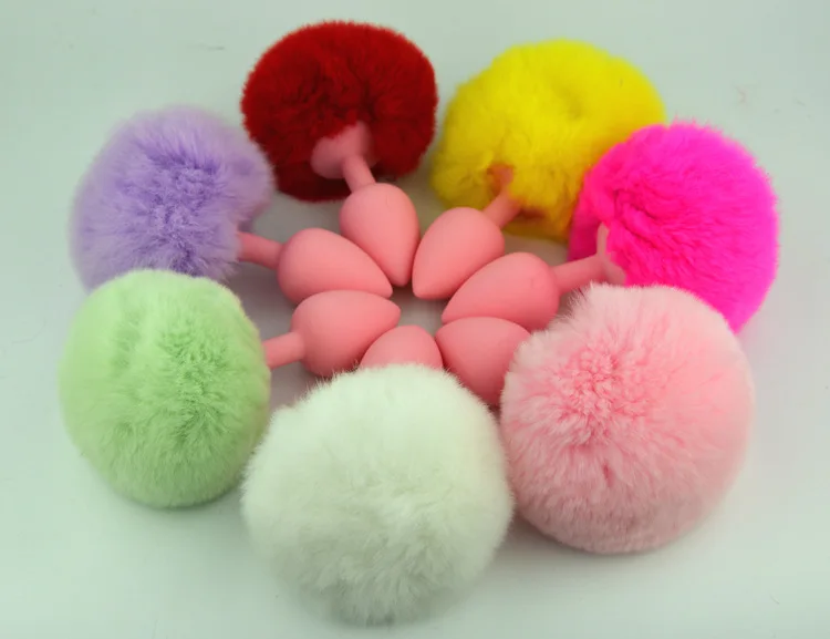 Мини лиса хвост Анальная пробка розовый Силиконовый маленький кролик buttplug