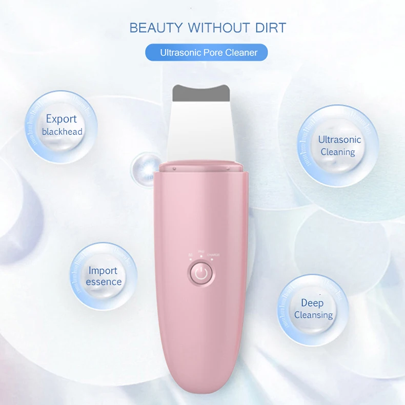 Ultrasonic Cleaner Face Skin Scrubber Acne Blackhead Removal Skin Massage Rechargeable Pore Cleanser Exfoliates Facial Cleansing