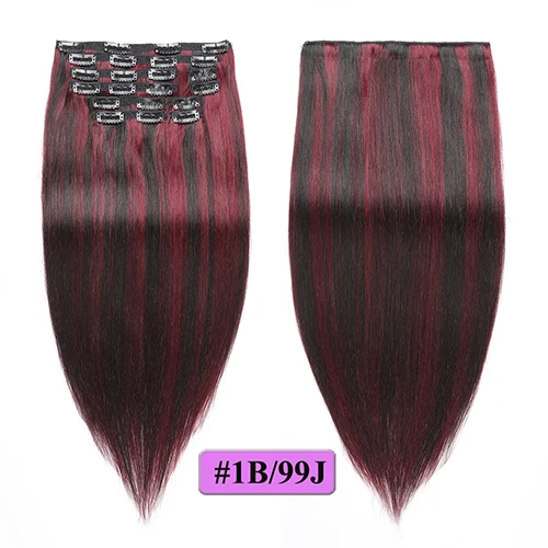 Color P1B-99J ShowCoco пряди для наращивания на заколках, человеческие Шелковистые Прямые Натуральные толстые волосы, 10 штук в наборе, 220 г, волосы на заколках для всей головы, черный блонд - Цвет: Color P1B-99J