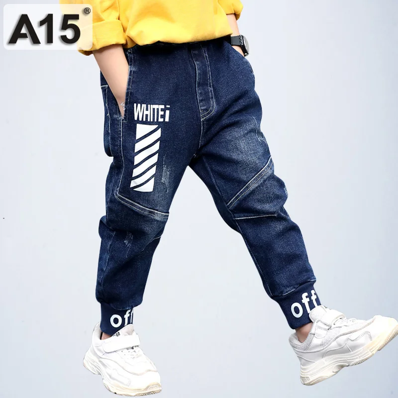 2019 детские джинсы брюки для мальчиков джинсовые подростков штаны больших