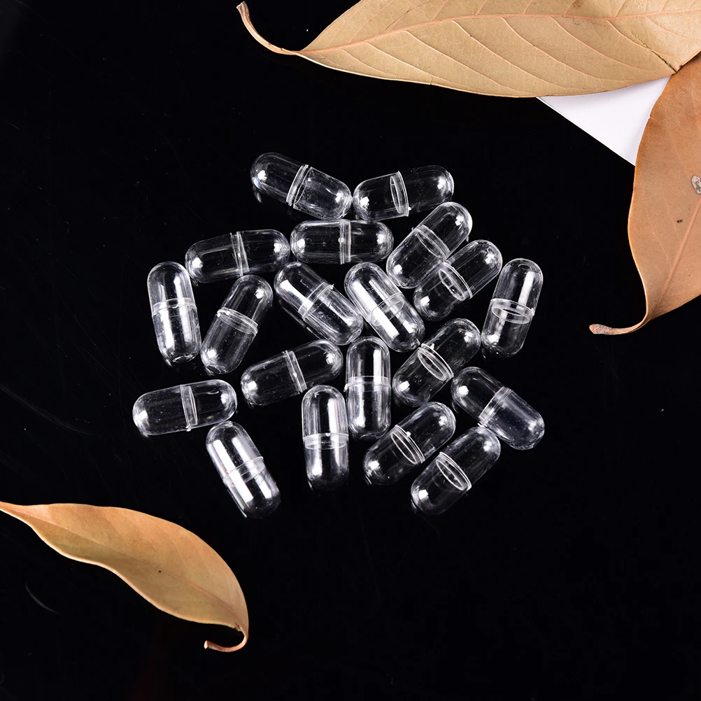 

20Pcs/pack Medicine Capsule Shell Empty White Hollow Plastic Capsules 10mm Plastic Pill Wholesale