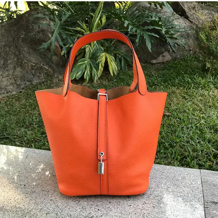 Orange Сумки San maries Элитный бренд кошельки и Сумки Для женщин сумка кожанные женские плечевая сумка-мешок для женская с замком для девочек сумки - Цвет: Orange