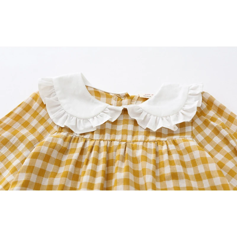 Клетчатое платье для девочек 2 цвета повседневная одежда маленьких весна-осень