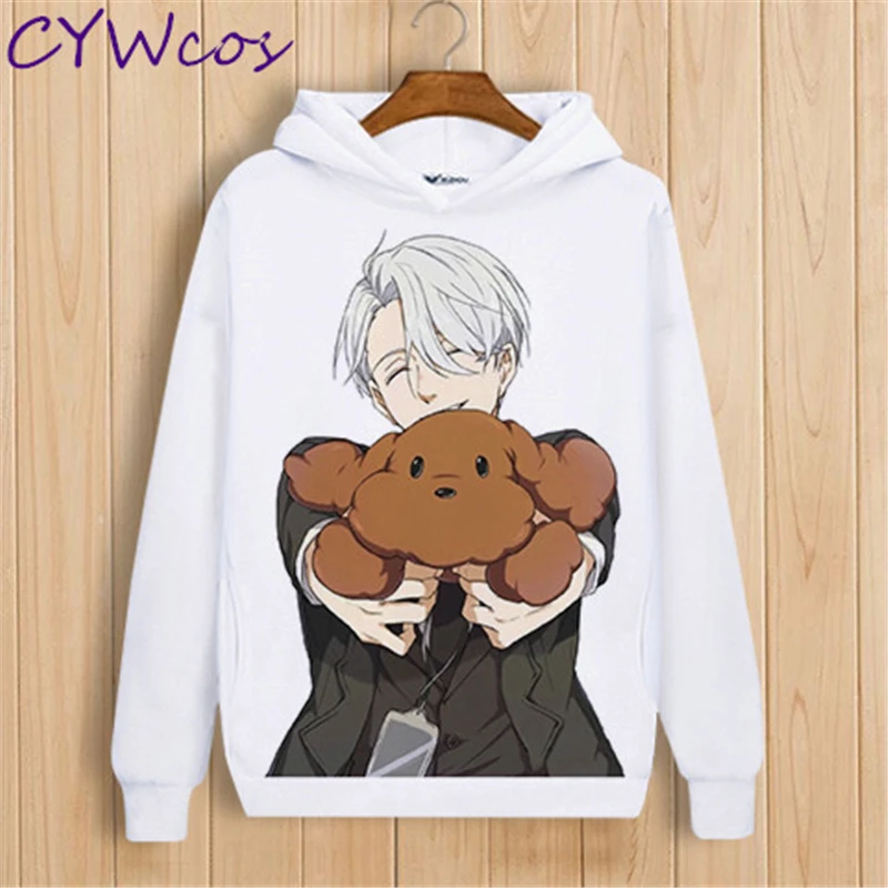 Аниме Юри! На ICE Yuri Katsuki Victor Nikiforov Plisetsky куртка с капюшоном Косплей толстовки