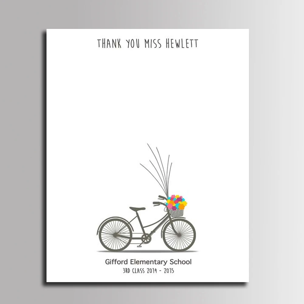 Отпечаток пальца Подпись Холст Картина велосипед турне воздушные шары Сделай