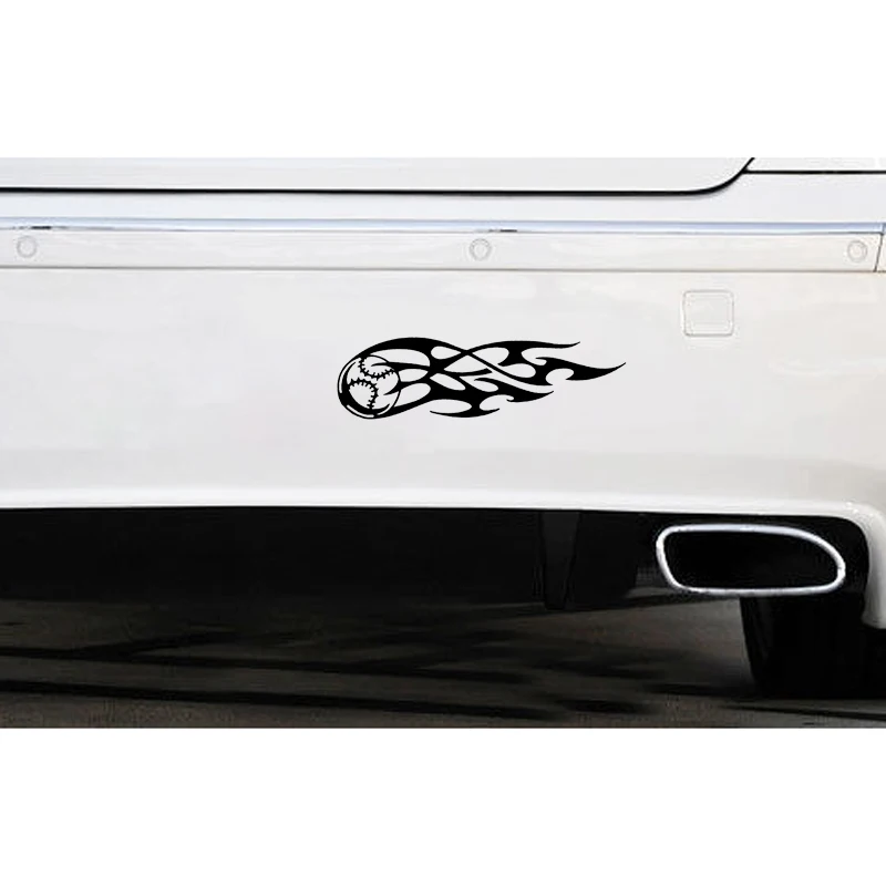 

QYPF 15.7*4.5CM Unique Flame Baseball Decor Car Styling Sticker Vinyl Silhouette Accessories Motorcycle C16-0660