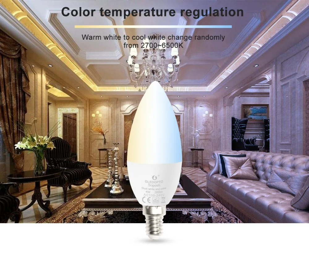 Умная лампа 4 Вт Zigbee rgbw/rgbww/cw Светодиодная свеча с умным управлением приложением