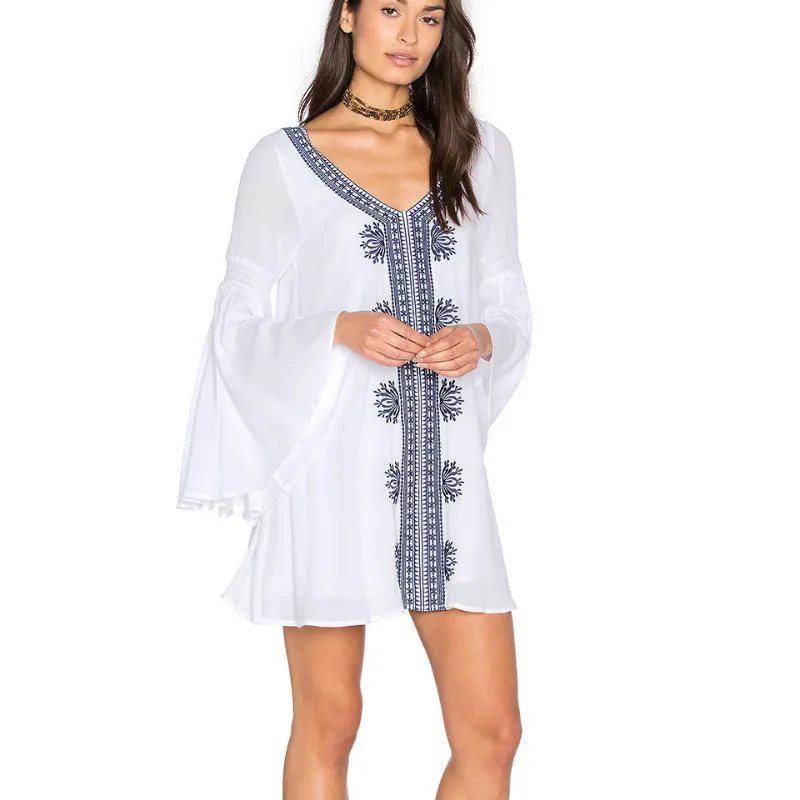 Женский пляжный кардиган с длинным рукавом Boho шифоновые Свободные кружевные