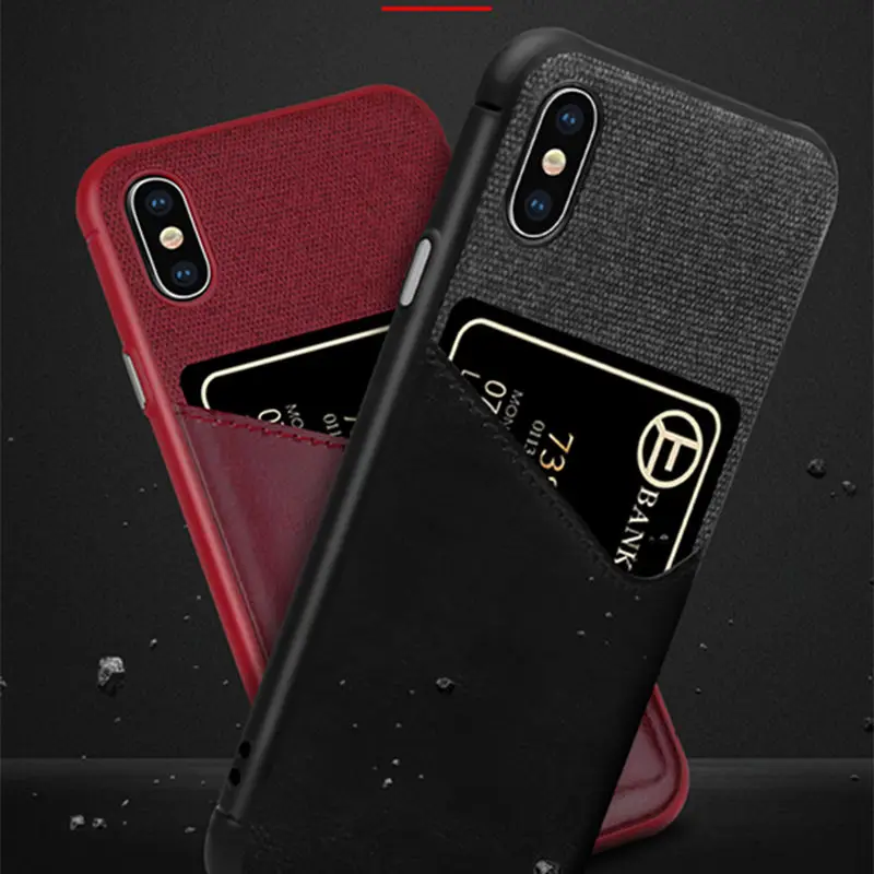 VRSDES из искусственной кожи жесткий чехол для iPhone 7 8 Plus X 6 6S XS XR чехол карточка из ткани Слот Чехол для samsung Galaxy S9 S8 Plus Note9 8