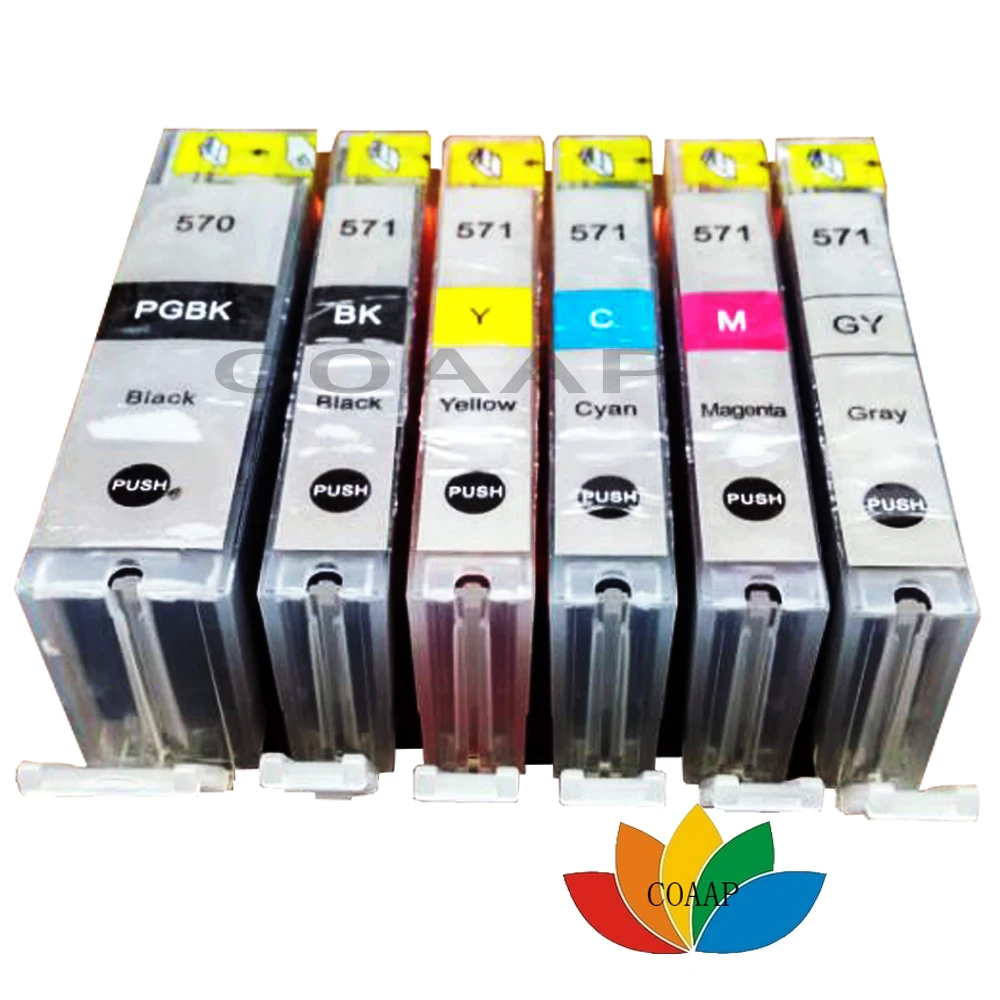 

6pk Compatible ink cartridge for canon 570 571 Pixma MG 6850 6851 6852 6853 Printer pgi570 CLI571 GY