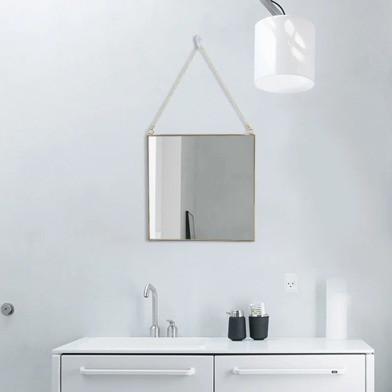 Nordic Minimalist Geometric Shape Light Luxury Brass Square Mirror Irregular Bathroom Entrance Makeup Gifts | Дом и сад