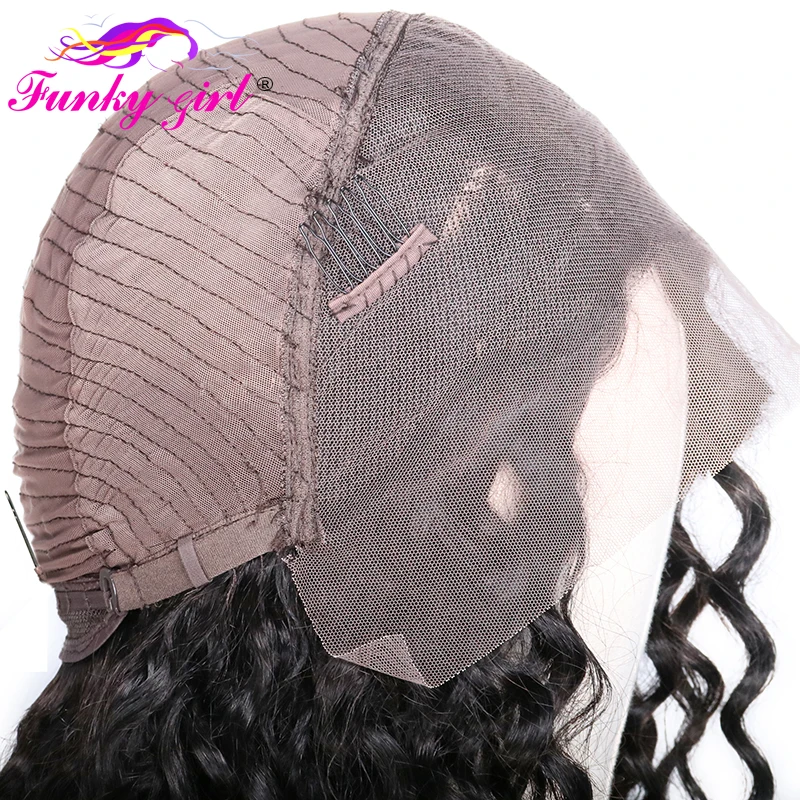 Funky Girl 13*4 парик фронта шнурка перуанская волна парики предварительно сорванные