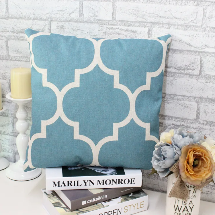 Vintage Linen Pillow Cushion Cover Throw decorative cushion covers 45cm*45cm Quatriefoil Yellow Blue Green Orange Case | Дом и сад