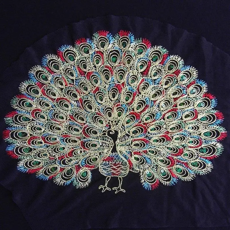 Красочный peacook дизайн 34*27 см Большой размер вышитая аппликация нашивка украшение Пришивание нашивки для одежды parches para la ropa