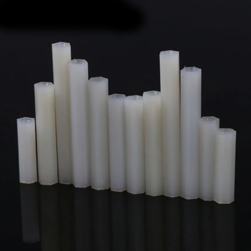 10Pcs M4 Allen Hexagon Nylon column flat head Double pass screw Isolation plastic Support Environmental protection 6mm-20mm L |